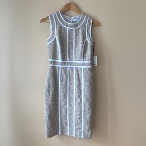 Calvin Klein Brocade Sheath Dress, Size 2, Beige